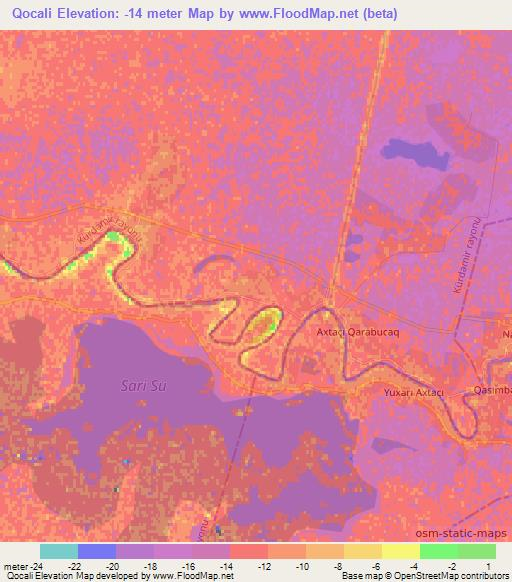Qocali,Azerbaijan Elevation Map