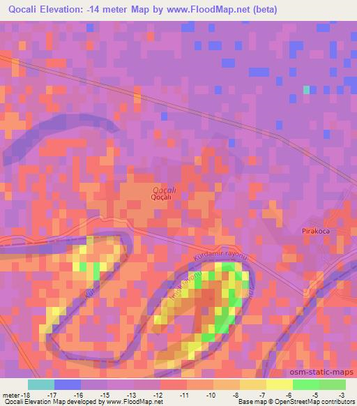 Qocali,Azerbaijan Elevation Map