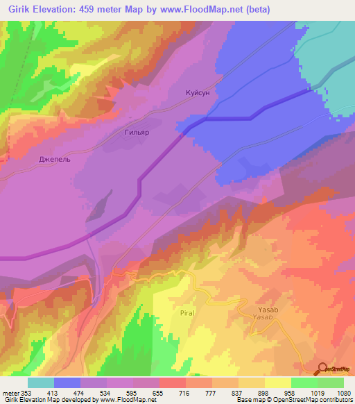 Girik,Azerbaijan Elevation Map