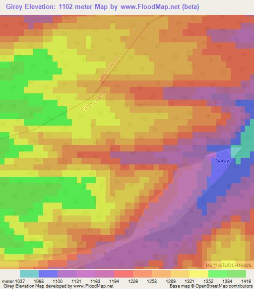 Girey,Azerbaijan Elevation Map