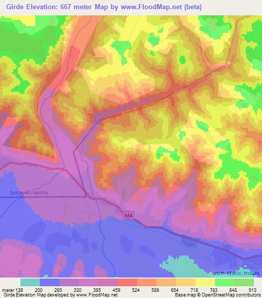 Girde,Azerbaijan Elevation Map