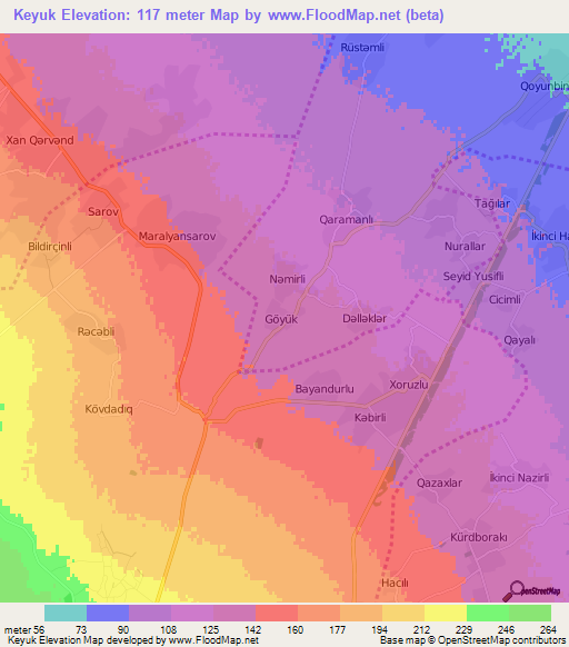 Keyuk,Azerbaijan Elevation Map