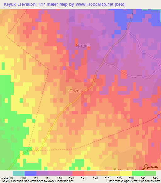 Keyuk,Azerbaijan Elevation Map