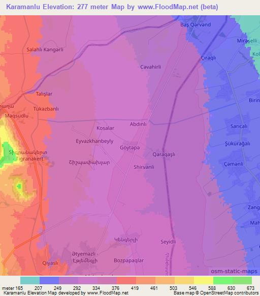 Karamanlu,Azerbaijan Elevation Map