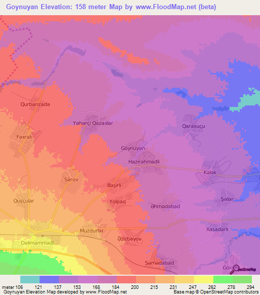 Goynuyan,Azerbaijan Elevation Map