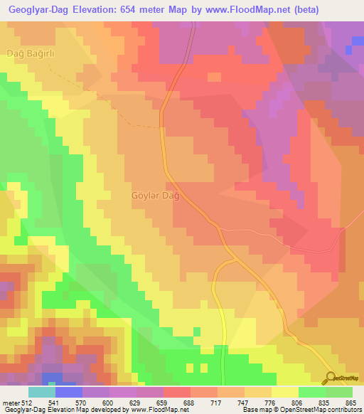 Geoglyar-Dag,Azerbaijan Elevation Map