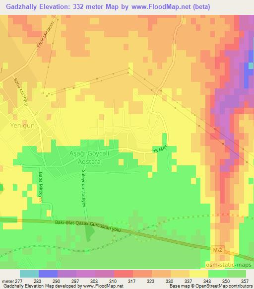 Gadzhally,Azerbaijan Elevation Map