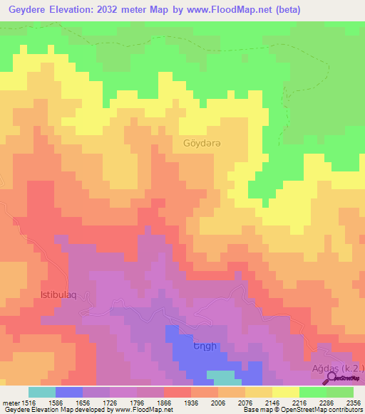 Geydere,Azerbaijan Elevation Map