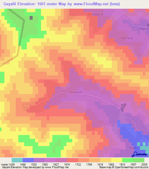 Geyalli,Azerbaijan Elevation Map