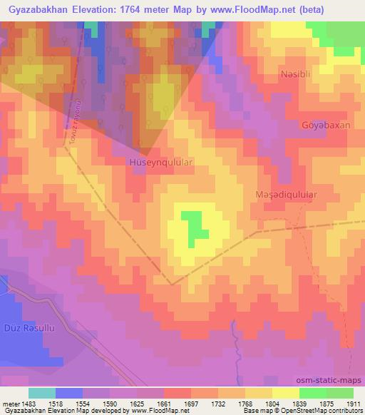 Gyazabakhan,Azerbaijan Elevation Map