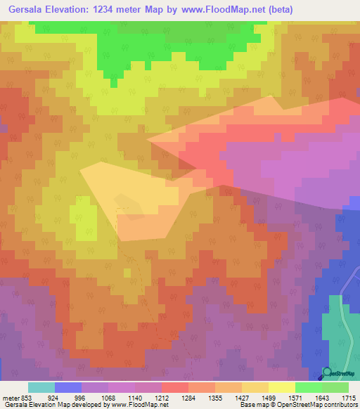 Gersala,Azerbaijan Elevation Map