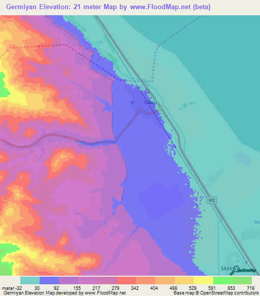Germiyan,Azerbaijan Elevation Map