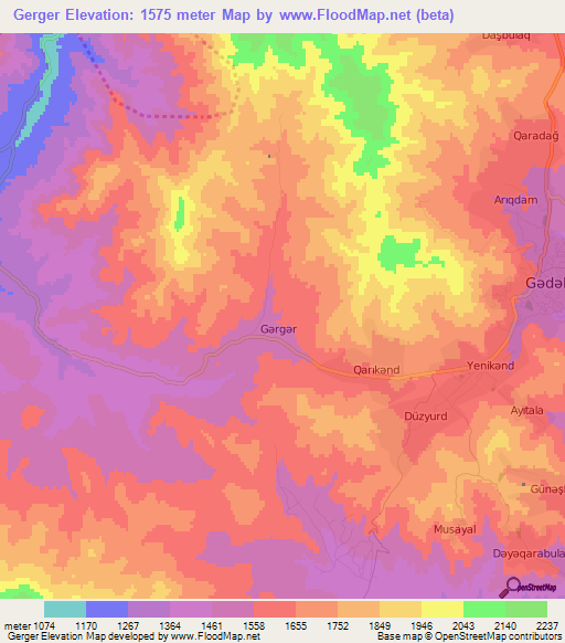 Gerger,Azerbaijan Elevation Map