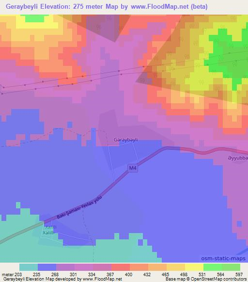 Geraybeyli,Azerbaijan Elevation Map