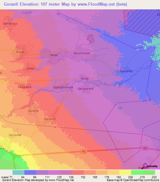 Goranli,Azerbaijan Elevation Map