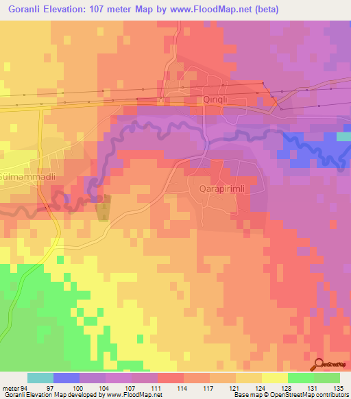 Goranli,Azerbaijan Elevation Map
