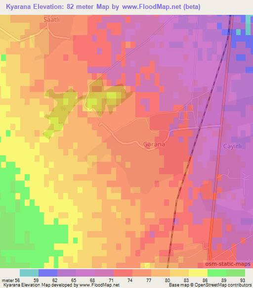 Kyarana,Azerbaijan Elevation Map