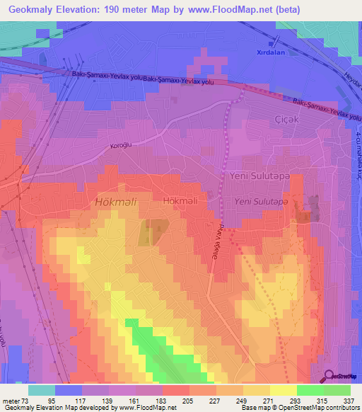 Geokmaly,Azerbaijan Elevation Map