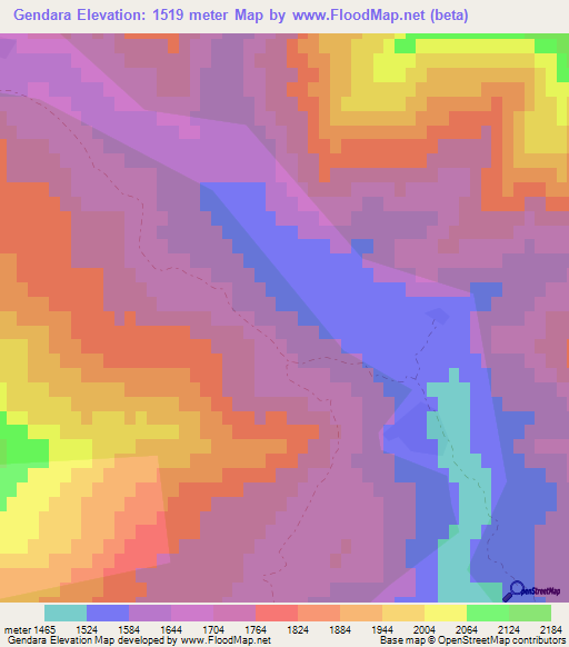 Gendara,Azerbaijan Elevation Map