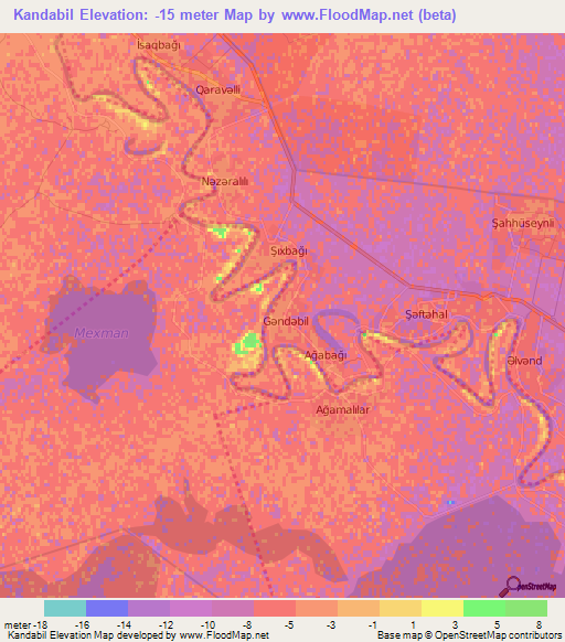 Kandabil,Azerbaijan Elevation Map