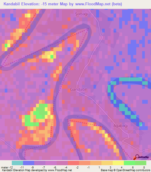 Kandabil,Azerbaijan Elevation Map