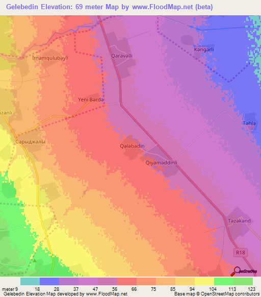 Gelebedin,Azerbaijan Elevation Map