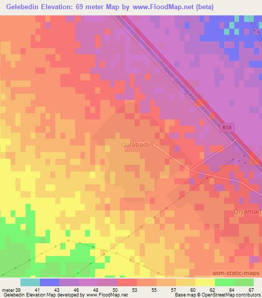 Gelebedin,Azerbaijan Elevation Map
