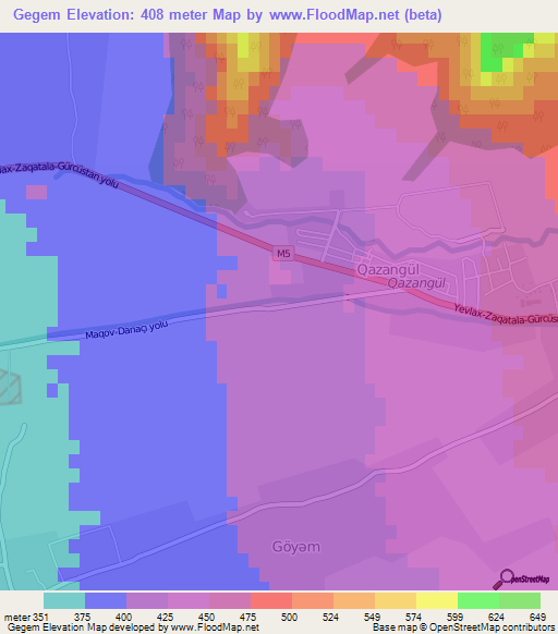 Gegem,Azerbaijan Elevation Map