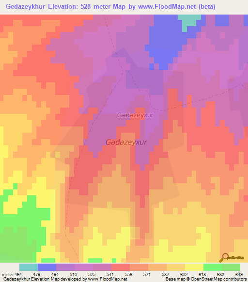 Gedazeykhur,Azerbaijan Elevation Map