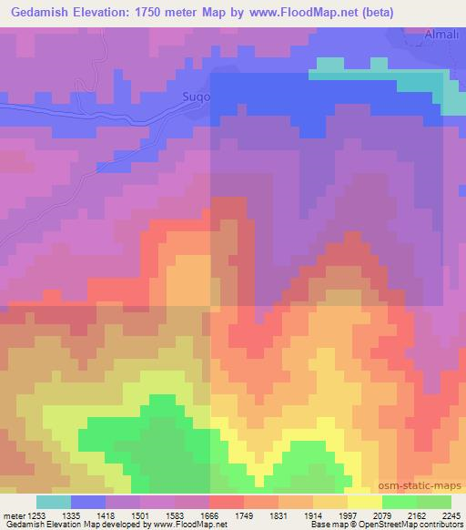 Gedamish,Azerbaijan Elevation Map