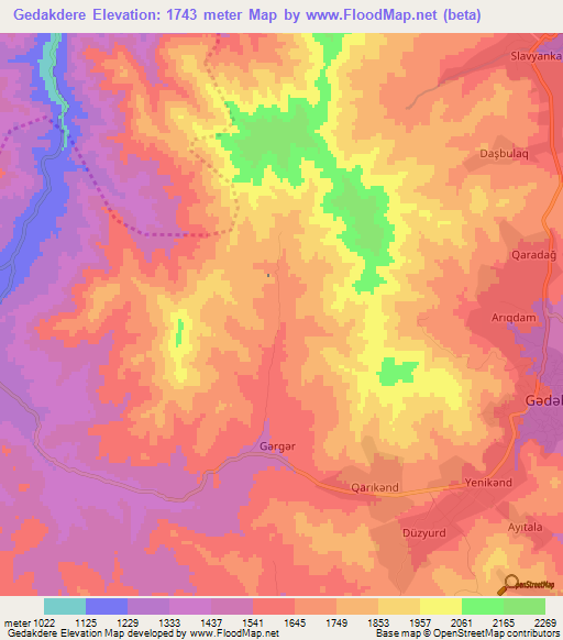 Gedakdere,Azerbaijan Elevation Map