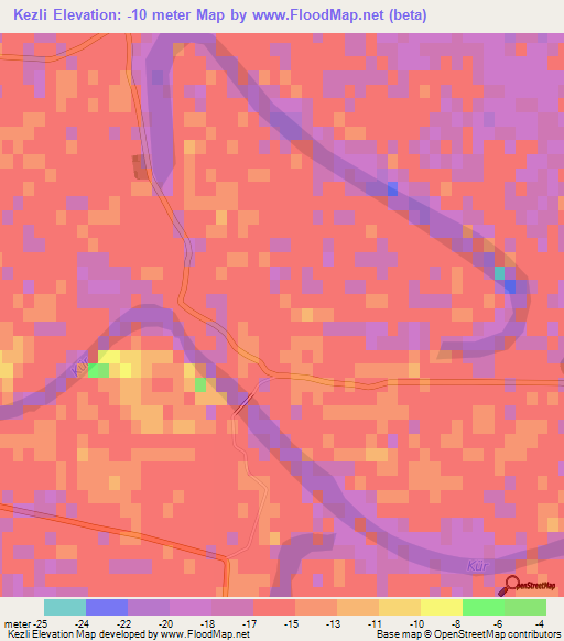 Kezli,Azerbaijan Elevation Map