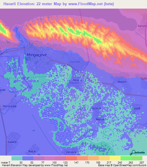 Havarli,Azerbaijan Elevation Map