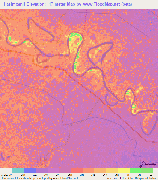 Hasimxanli,Azerbaijan Elevation Map