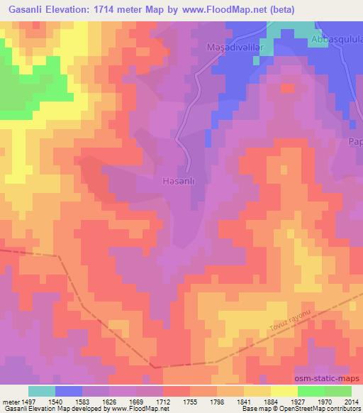 Gasanli,Azerbaijan Elevation Map