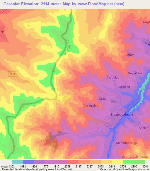 Gasanlar,Azerbaijan Elevation Map