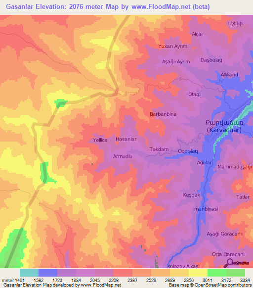 Gasanlar,Azerbaijan Elevation Map
