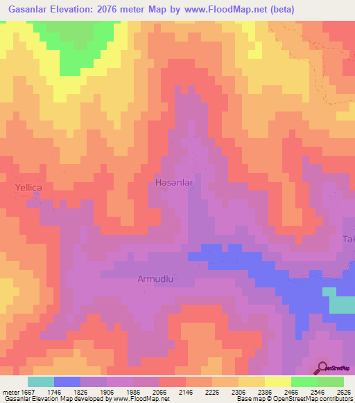 Gasanlar,Azerbaijan Elevation Map