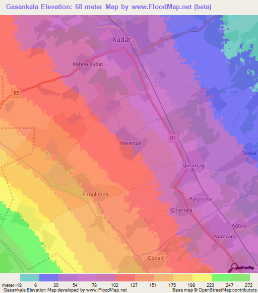 Gasankala,Azerbaijan Elevation Map