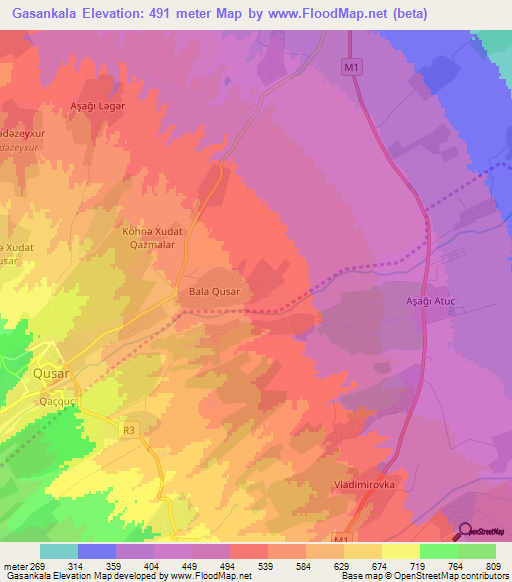 Gasankala,Azerbaijan Elevation Map