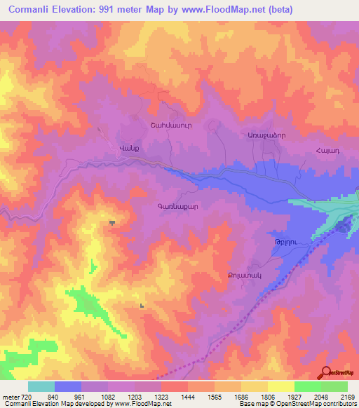 Cormanli,Azerbaijan Elevation Map