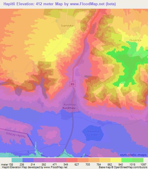 Hapitli,Azerbaijan Elevation Map