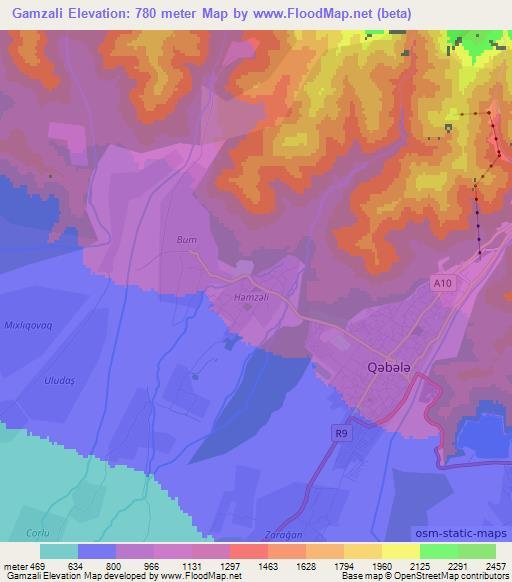 Gamzali,Azerbaijan Elevation Map
