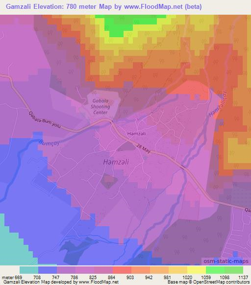 Gamzali,Azerbaijan Elevation Map