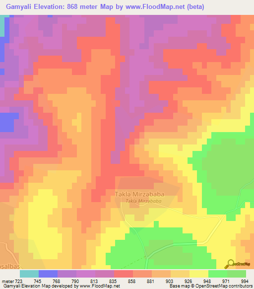 Gamyali,Azerbaijan Elevation Map