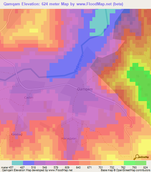 Qamqam,Azerbaijan Elevation Map