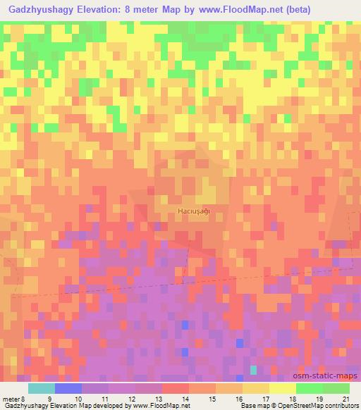 Gadzhyushagy,Azerbaijan Elevation Map