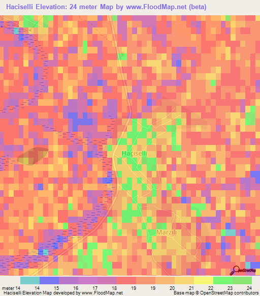 Haciselli,Azerbaijan Elevation Map