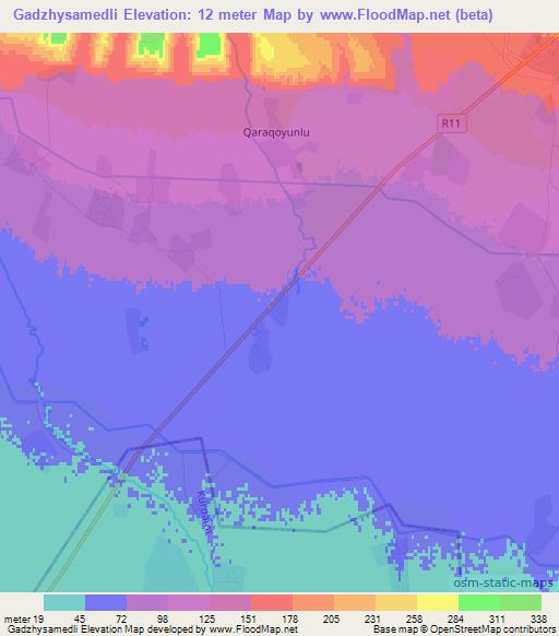 Gadzhysamedli,Azerbaijan Elevation Map