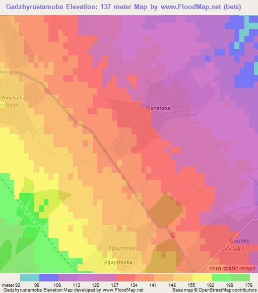 Gadzhyrustamoba,Azerbaijan Elevation Map